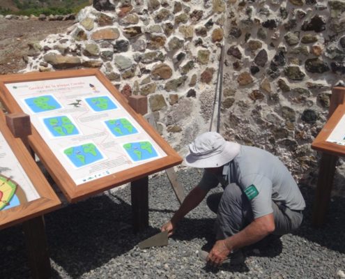 Mise en place de la salle d'exposition géologique - Réserve naturelle de Désirade